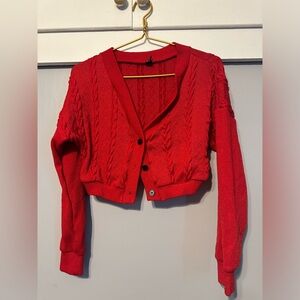 Red cardigan from SHEIN. Size small